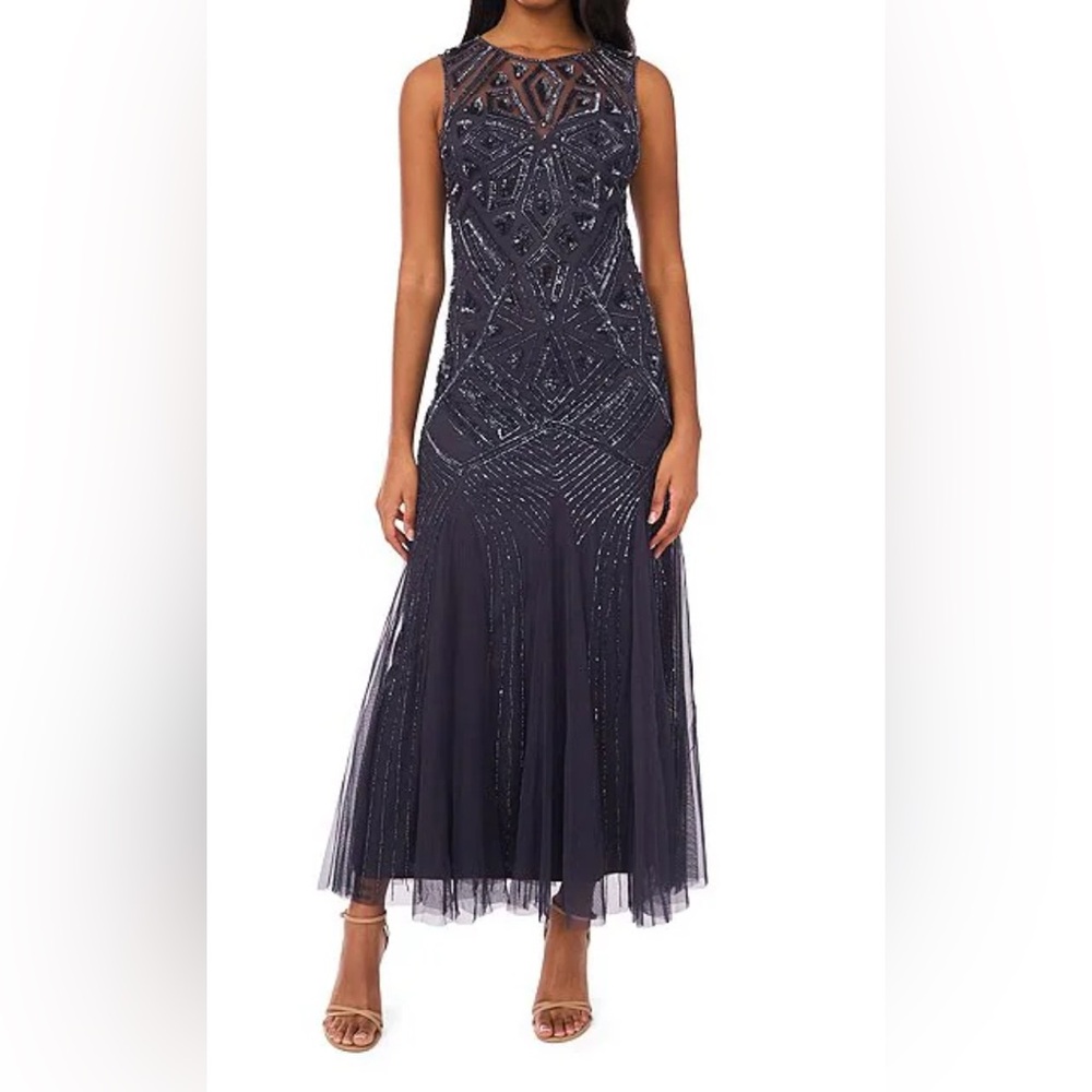 Pisarro Nights Navy Beaded Maxi Dress